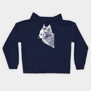 Cat sketch white Kids Hoodie